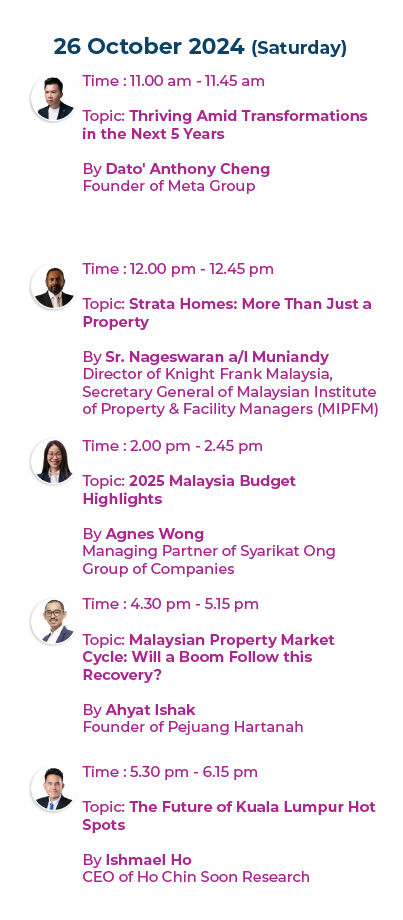 Oct 2024 -Speakers (Sat)